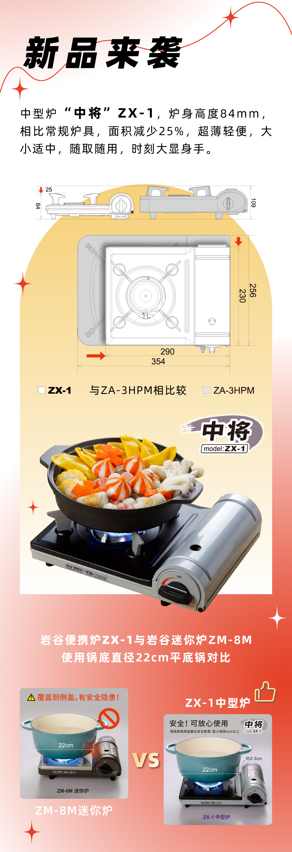 华亿官方网站便携炉ZX-1，炉身高度84mm，相比常规炉具，面积减少25%，
超薄轻便，大小适中，随取随用，时刻大显身手。